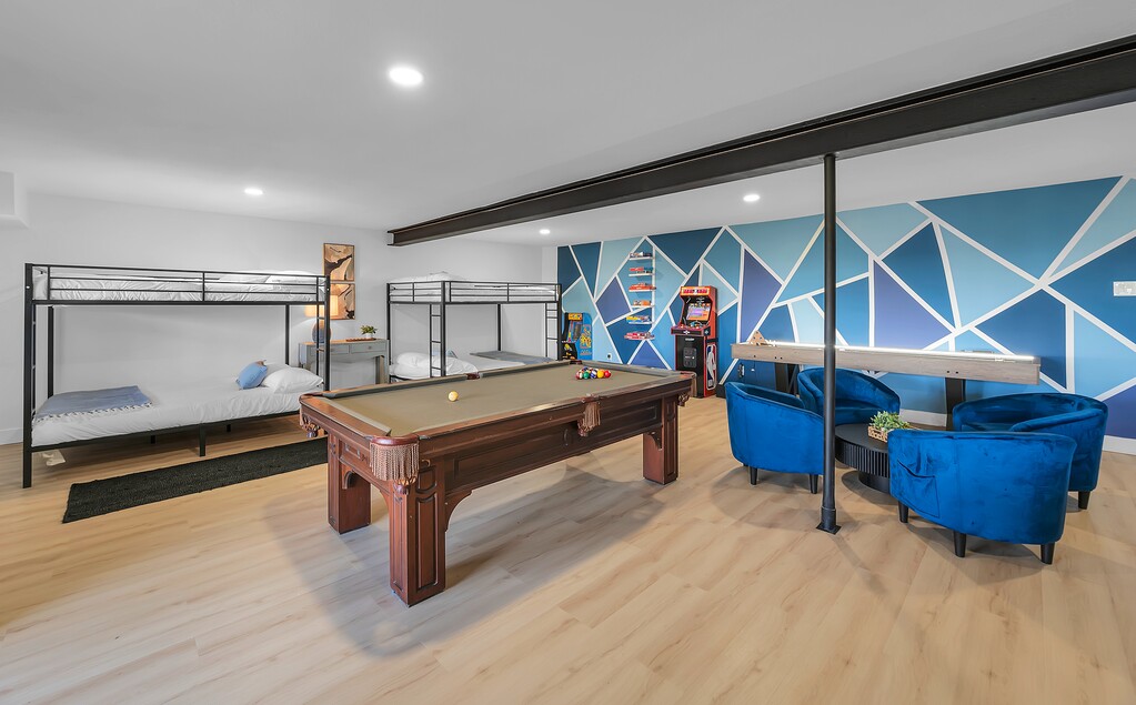 Game room — pool, shuffleboard, bunks