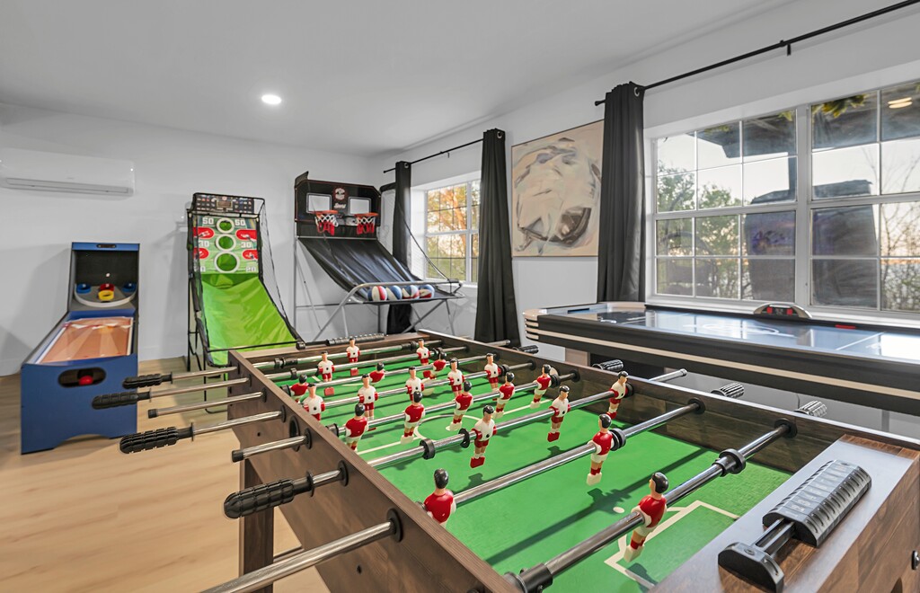 Foosball, air hockey & arcade row